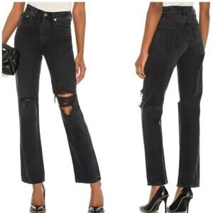 Agolde Lana Jean Mid Rise Vintage Straight Distressed Black Disorder Capsule